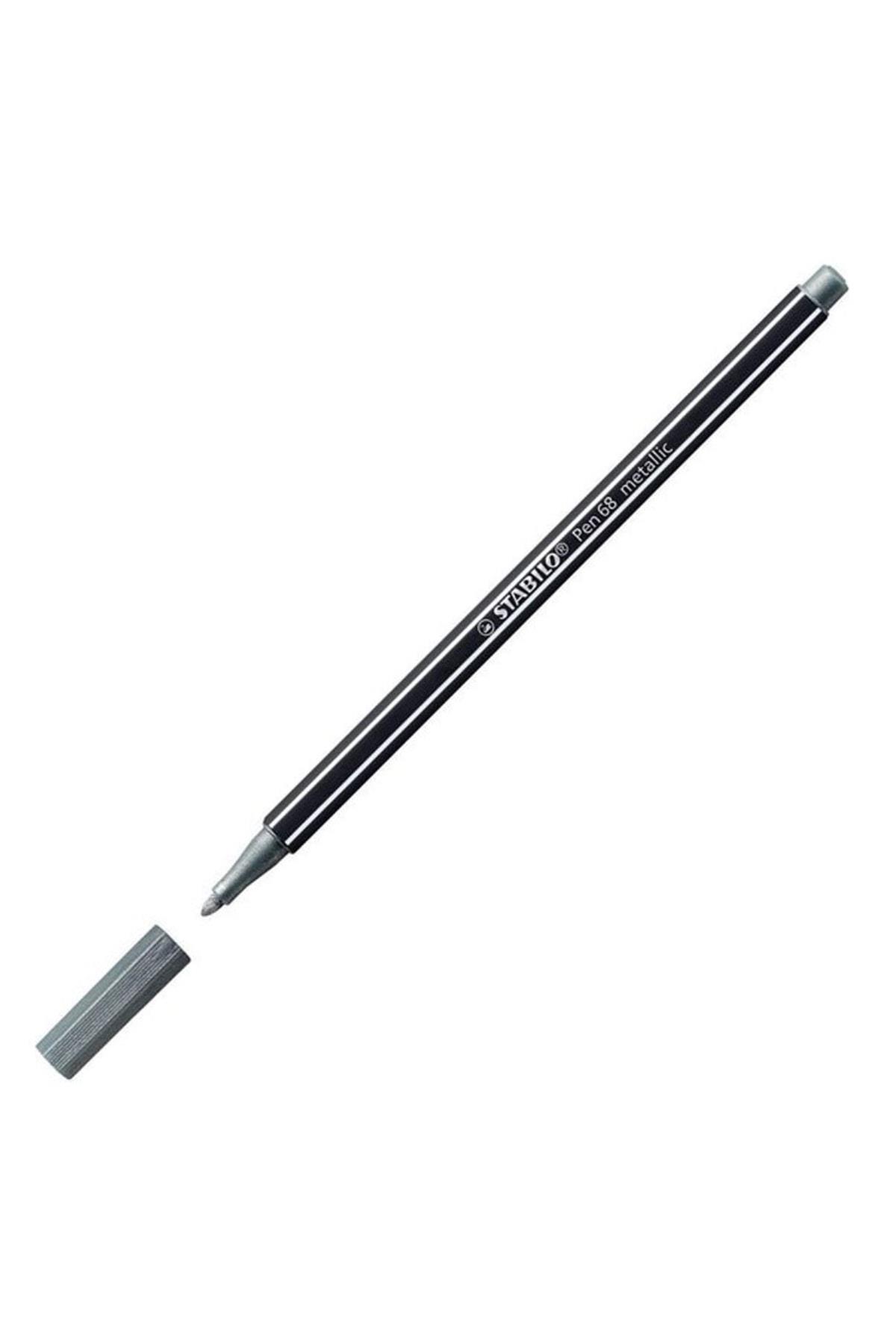 Stabilo Keçe Uçlu Boya Kalemi Metalik Gümüş (10 Lu Paket)