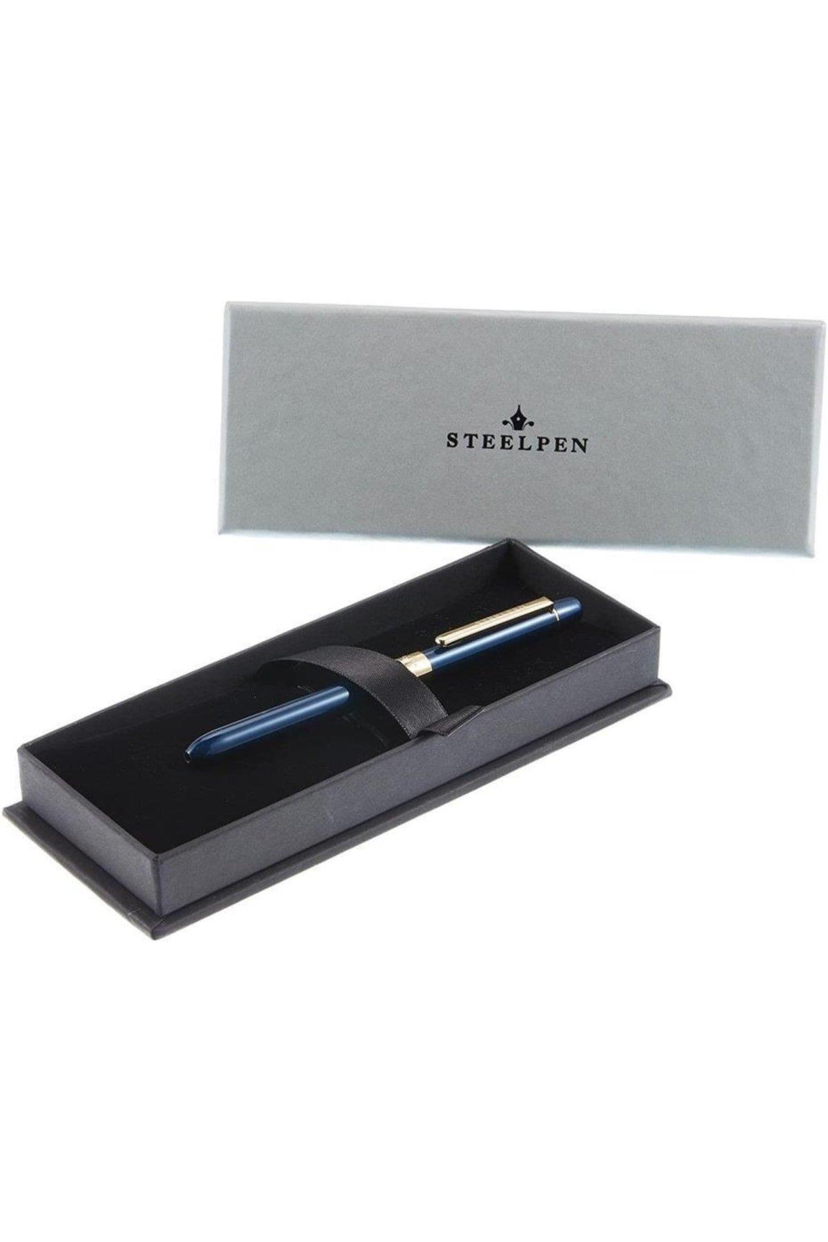 Steel Pen Fonksiyonlu Kalem 2 Tükenmez + Versatil 0.7 MM Mavi Fonksiyonlu Kalem