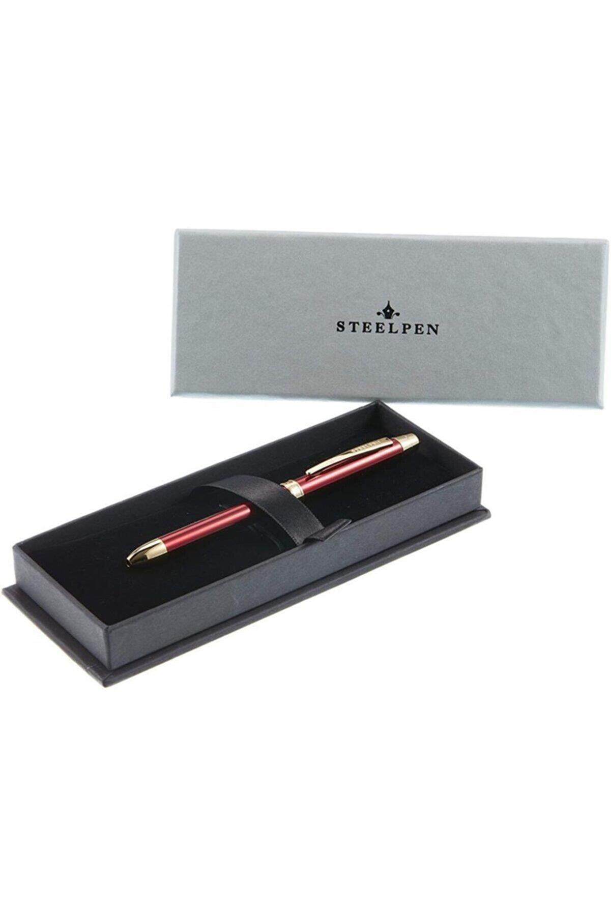Steel Pen Fonksiyonlu Kalem 2 Tükenmez + Versatil Diplomat 0.7 MM Kırmızı 430