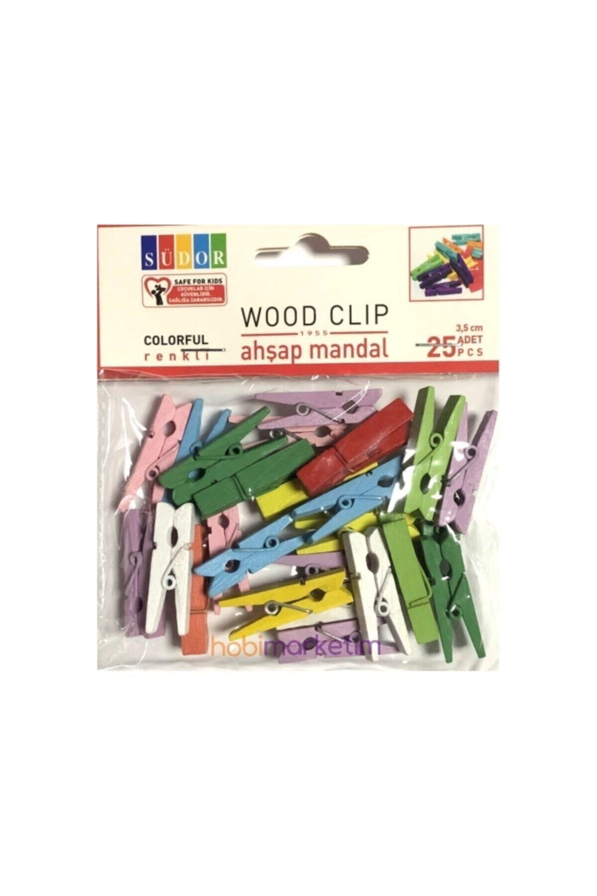 Südor Ahşap Mandal Büyük 3.5 Cm 20 Li Renkli Ahşap Mandal