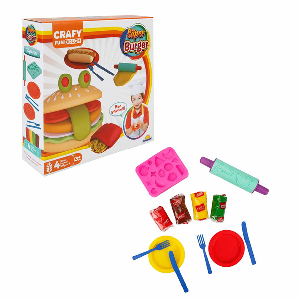 Sunman Crafy Süper Burger Oyun Hamuru Seti 200 gr 12 Parça