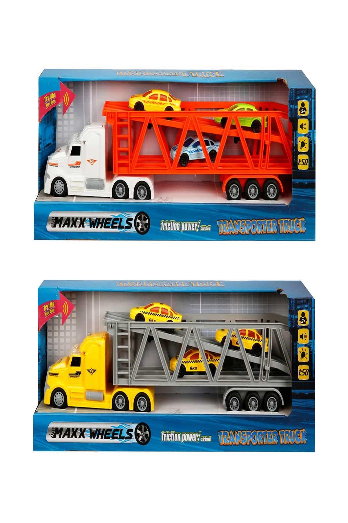 Sunman Maxx Wheels 1/50 Taşıyıcı Tır Transporter 3 Araçlı 36 Cm