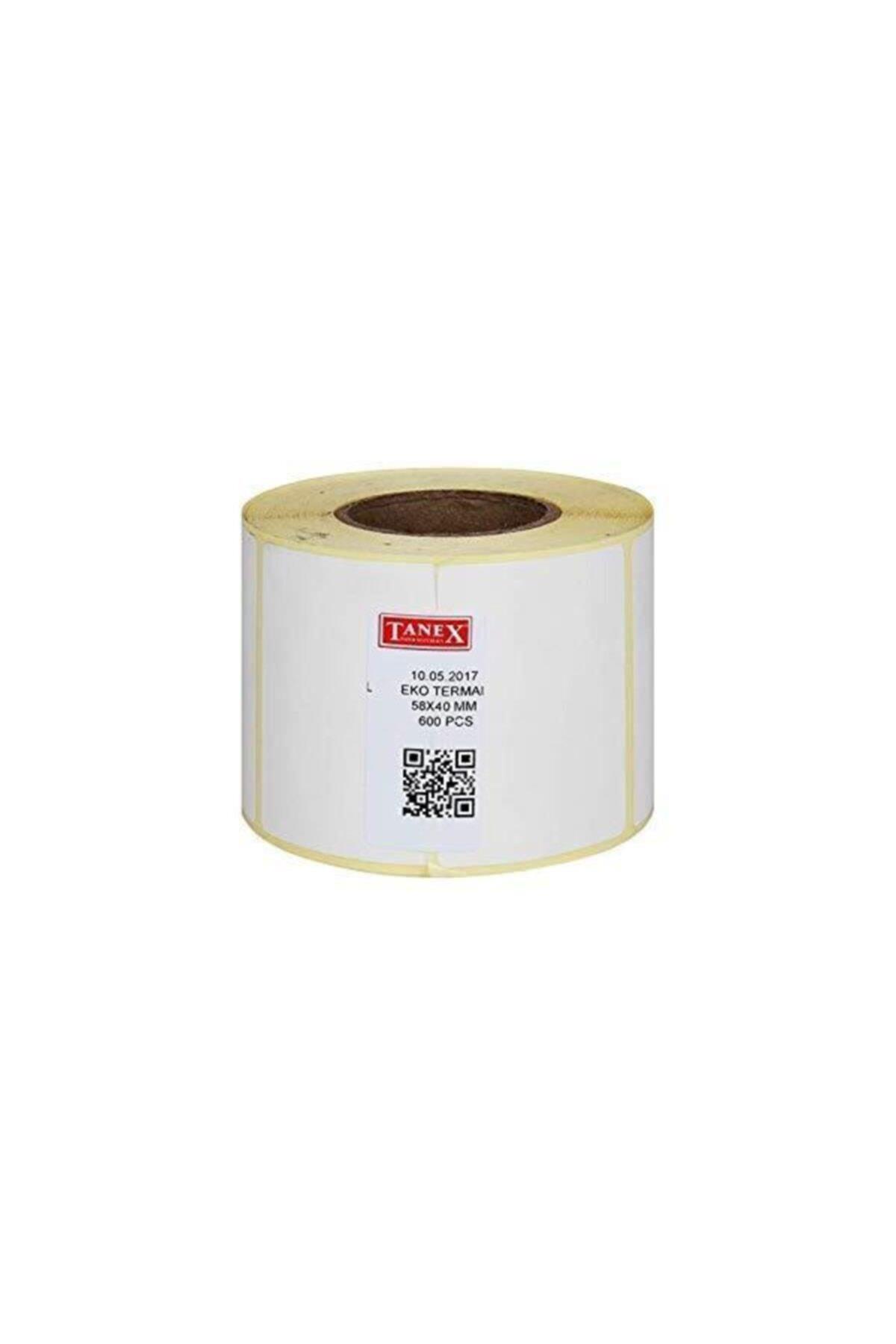 Tanex Termal Barkod Etiketi Termal Eco 58x40 Mm 40 Mm Çap 600 Lü 1 Li (16 Lı Paket)