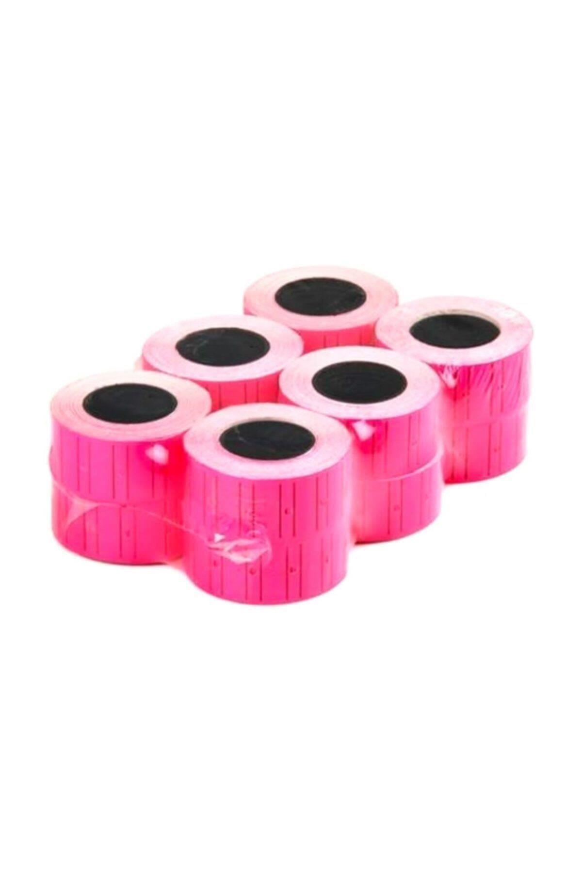 Tanex Fiyat Etiketi Çizgili 12x21 Fosforlu Pembe (1 Paket 6 Adet)