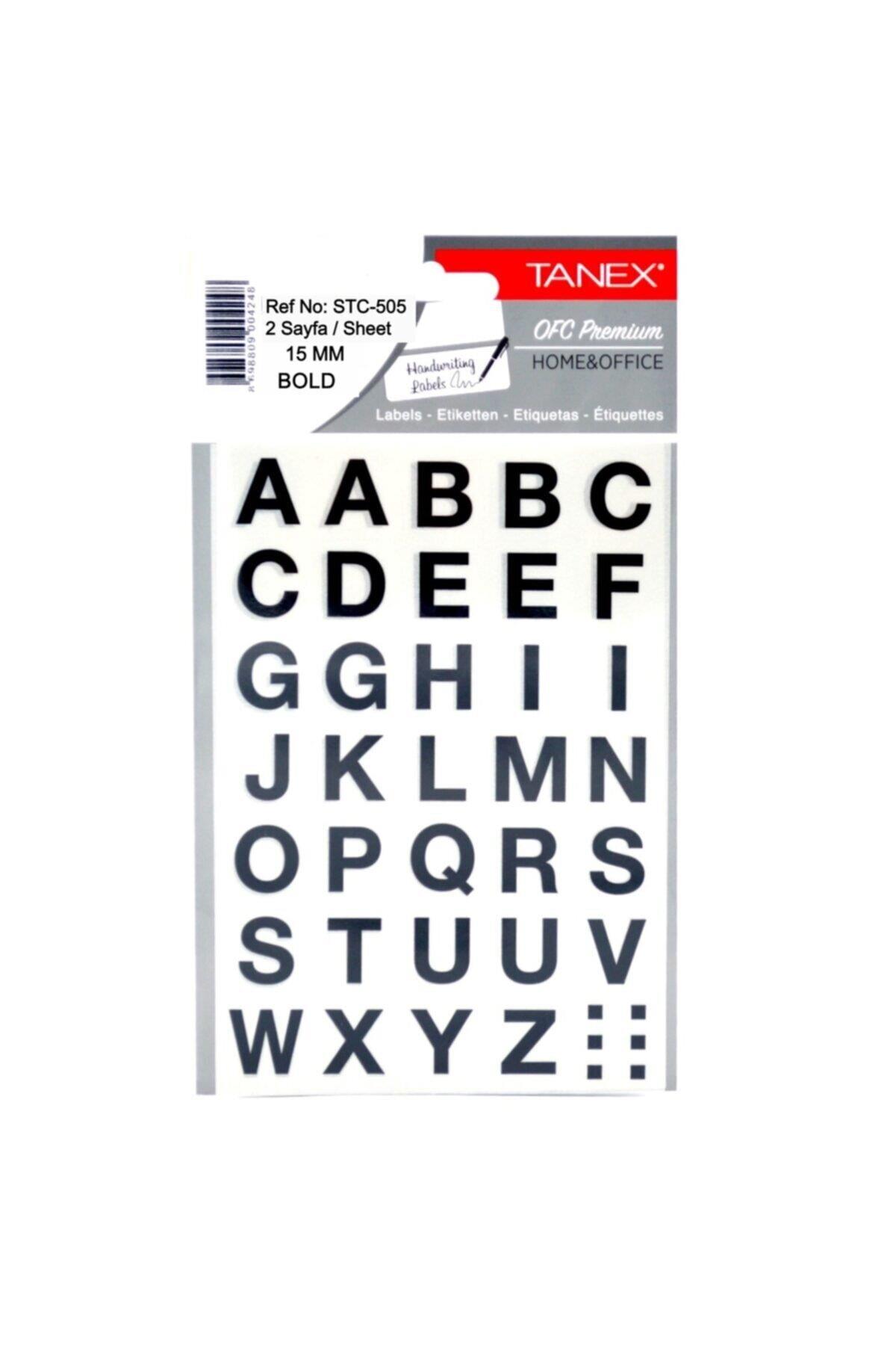 Tanex  Harf Etiketi 15 mm 2 Sayfa