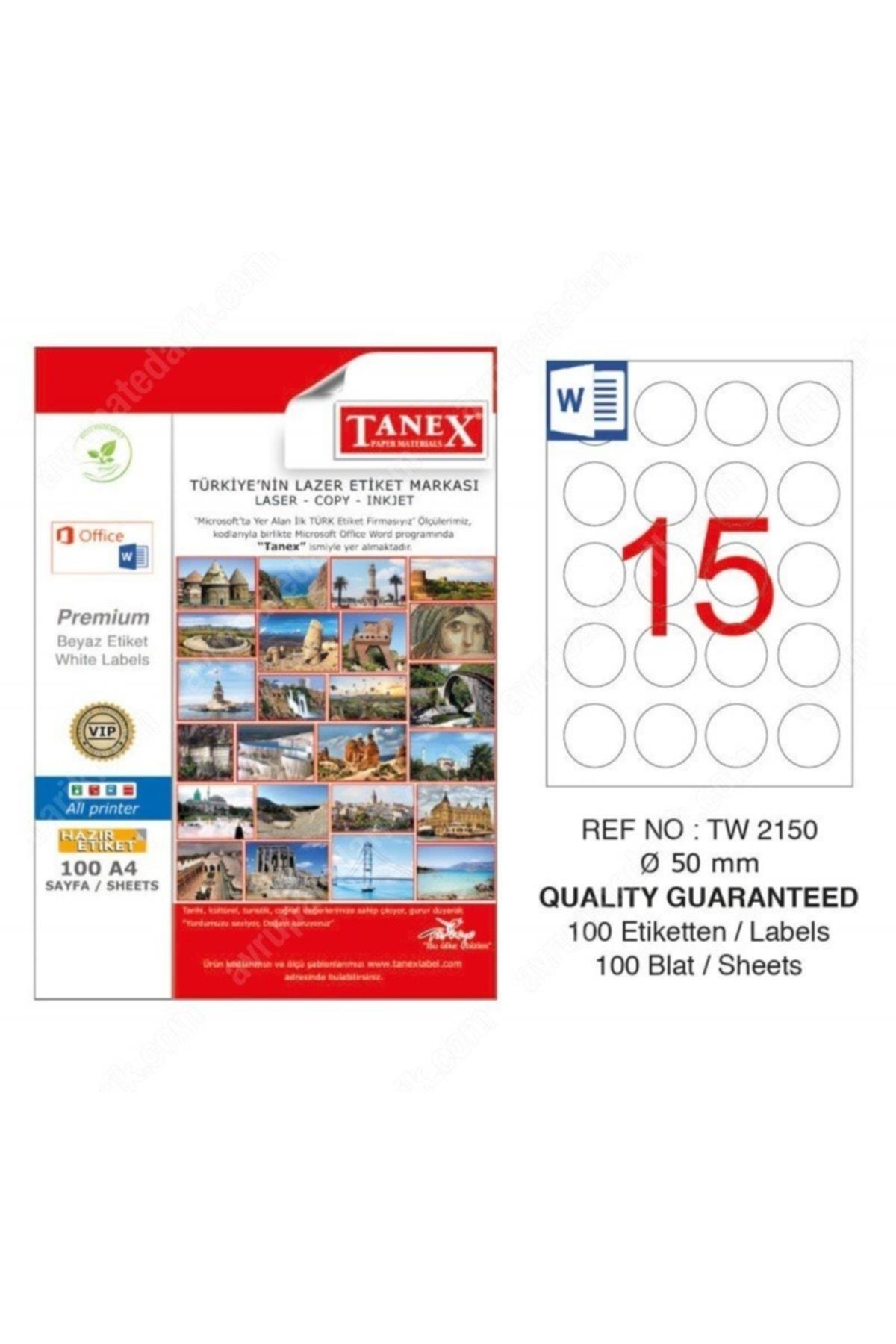 Tanex Lazer Etiket 100 YP 0.50 MM Laser-Copy-Inkjet Yuvarlak TW-2150
