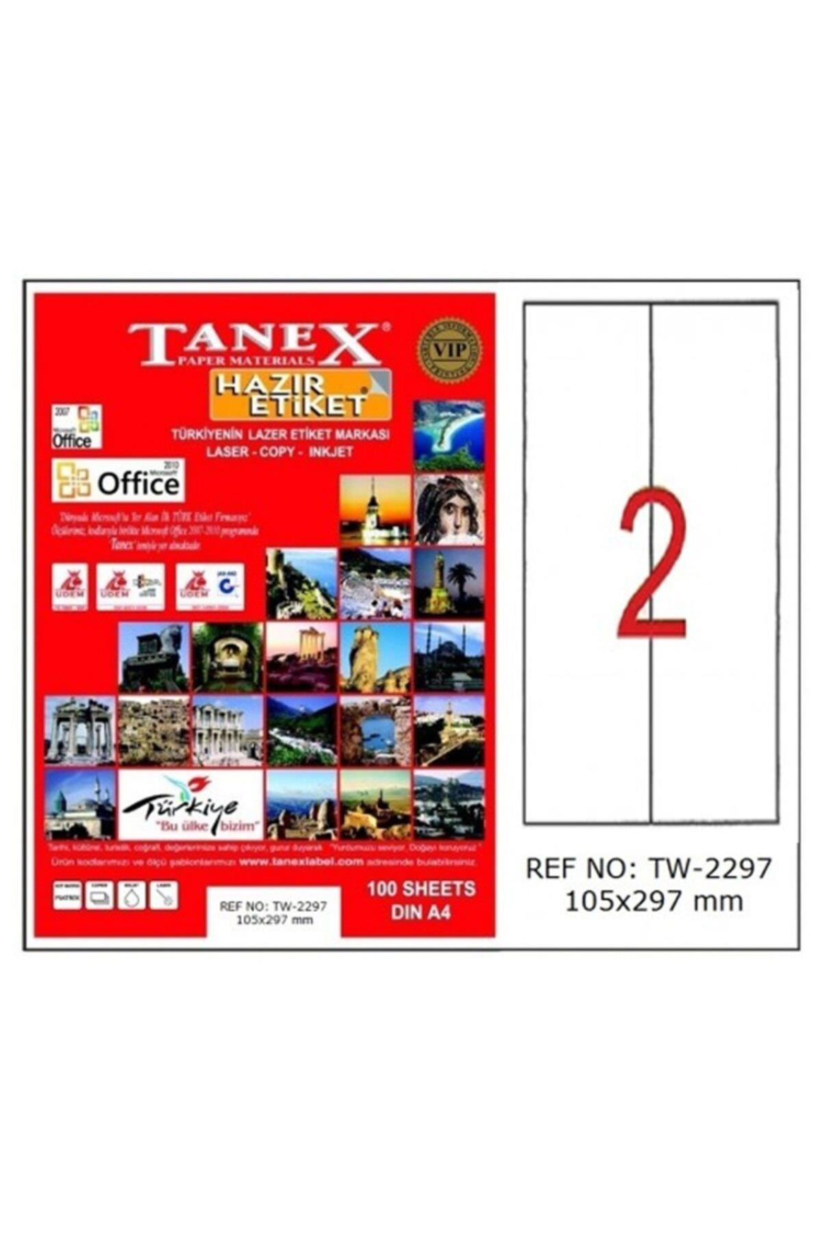 Tanex Lazer Etiket 100 YP 105x297 Laser-Copy-Inkjet TW-2297