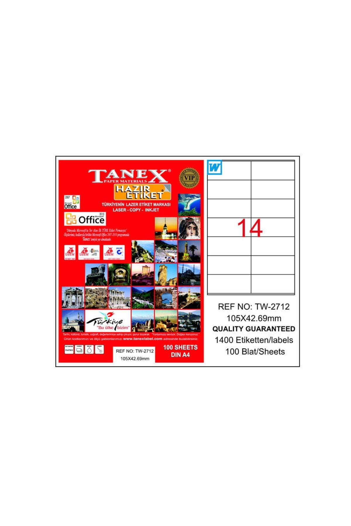 Tanex Lazer Etiket 100 YP 105x42.69 Laser-Copy-Inkjet TW-2712