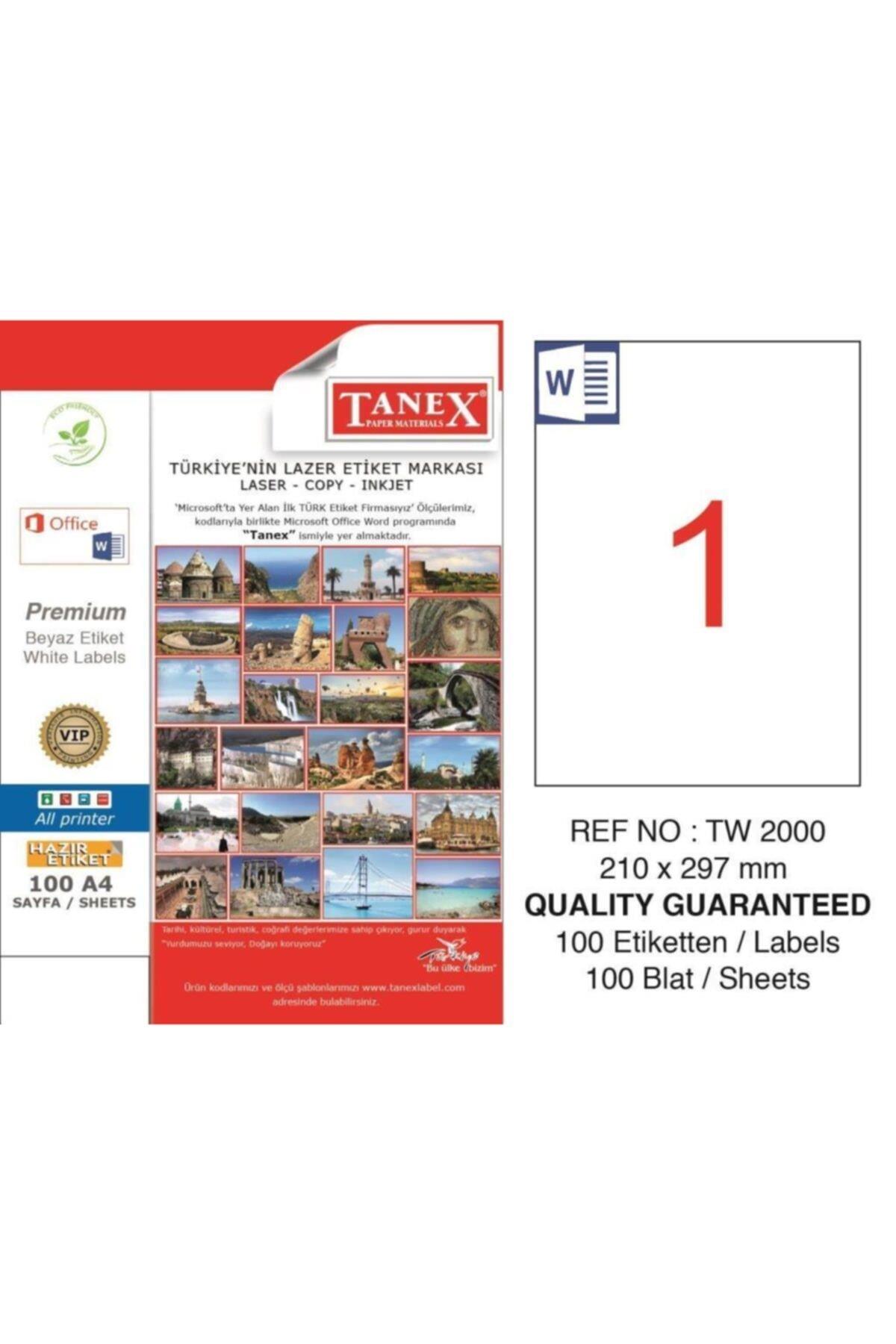 Tanex Lazer Etiket 100 YP 210x297 Laser-Copy-Inkjet TW-2000