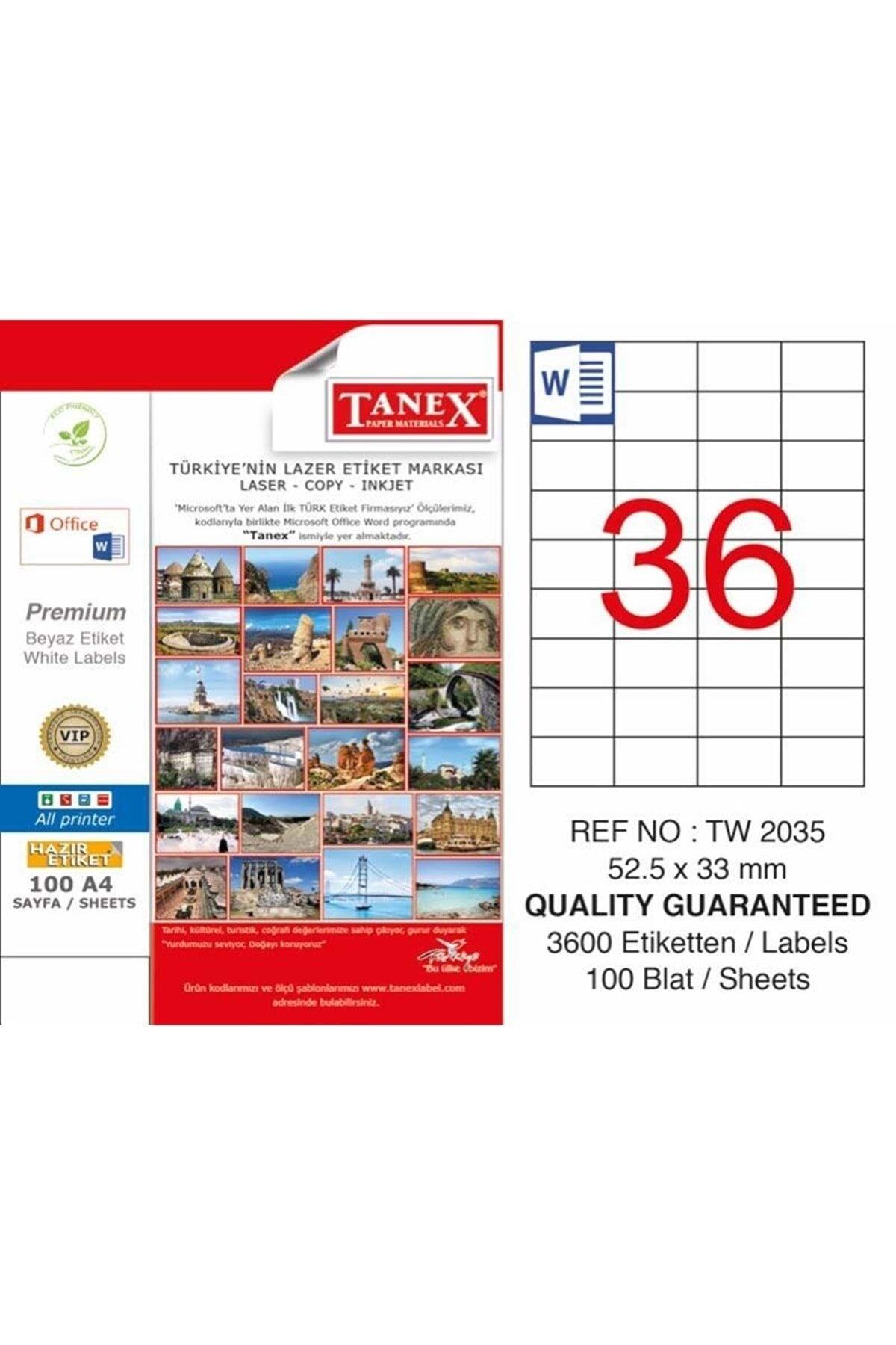 Tanex Lazer Etiket 100 YP 52.5x33 Laser-Copy-Inkjet TW-2035
