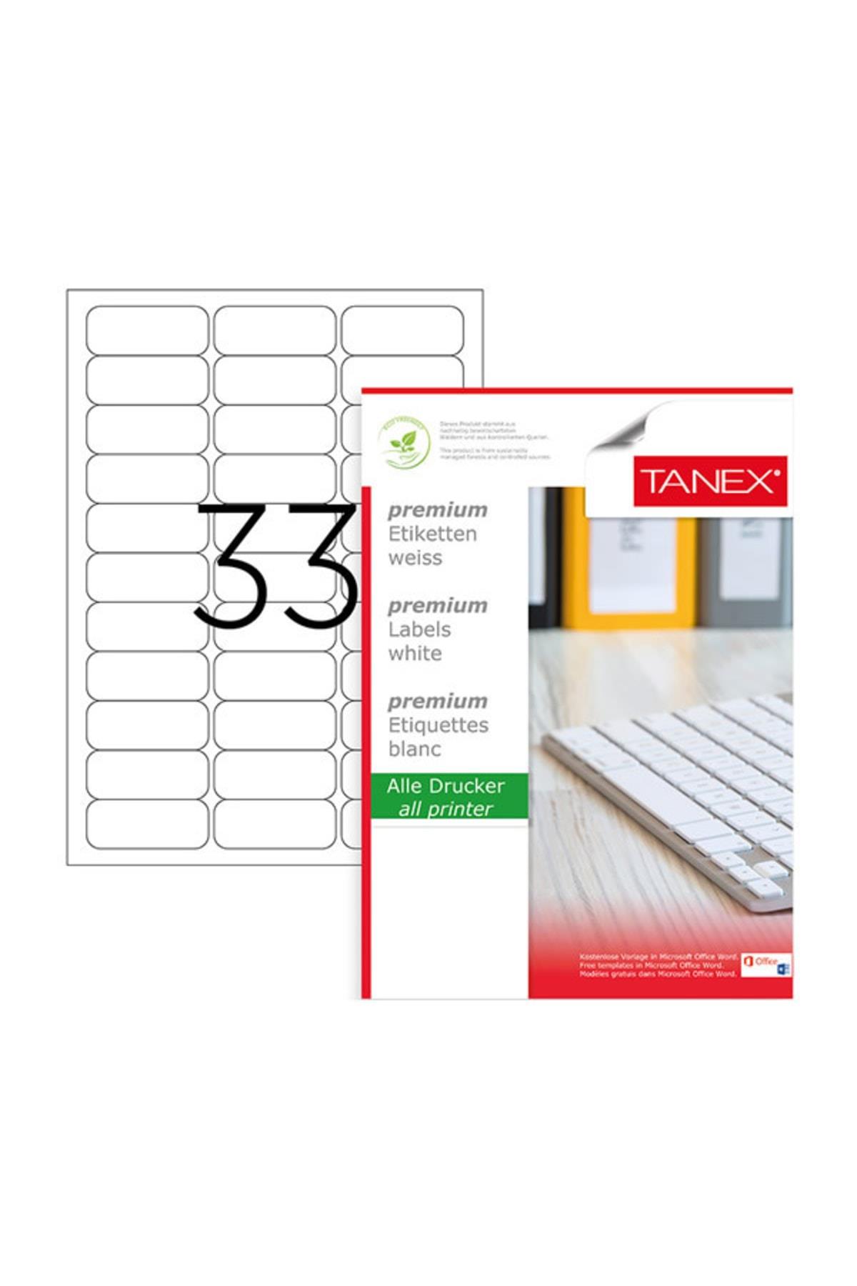 Tanex Lazer Etiket 100 YP 63.5x25.4 Laser-Copy-Inkjet TW-2033