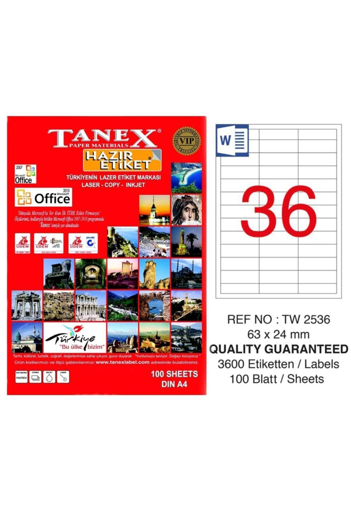 Tanex Lazer Etiket 100 YP 63x24 MM Laser-Copy-Inkjet TW-2536