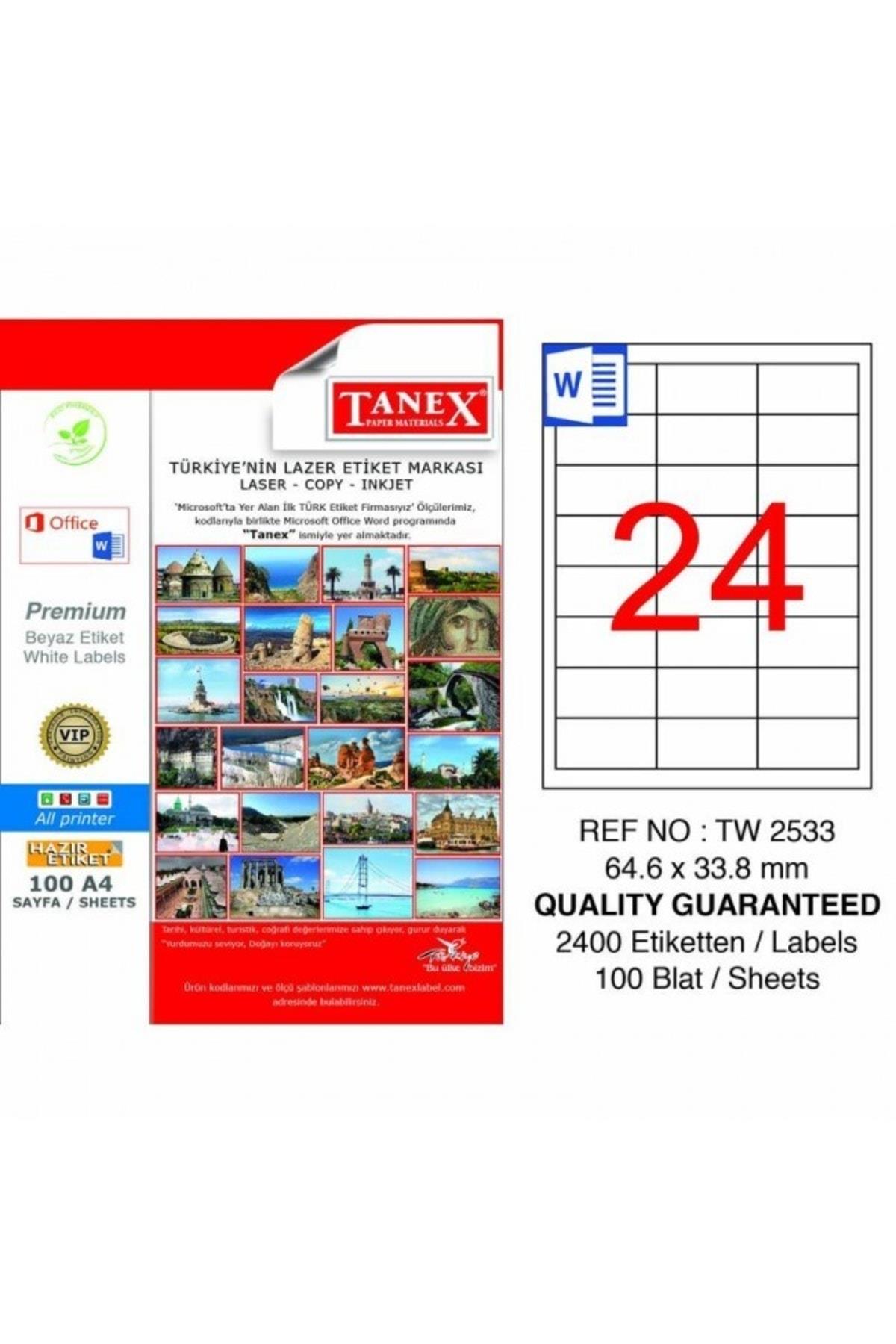 Tanex Lazer Etiket 100 YP 64x33 MM Laser-Copy-Inkjet TW-2533