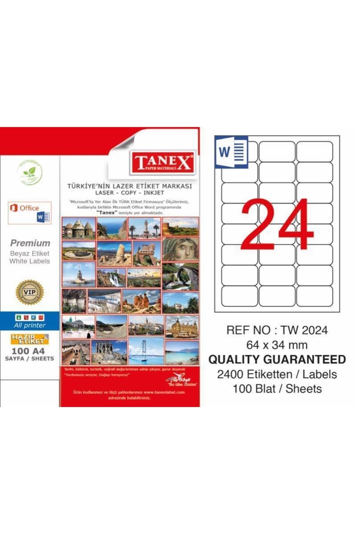 Tanex Lazer Etiket 100 YP 64x34 Laser-Copy-Inkjet TW-2024