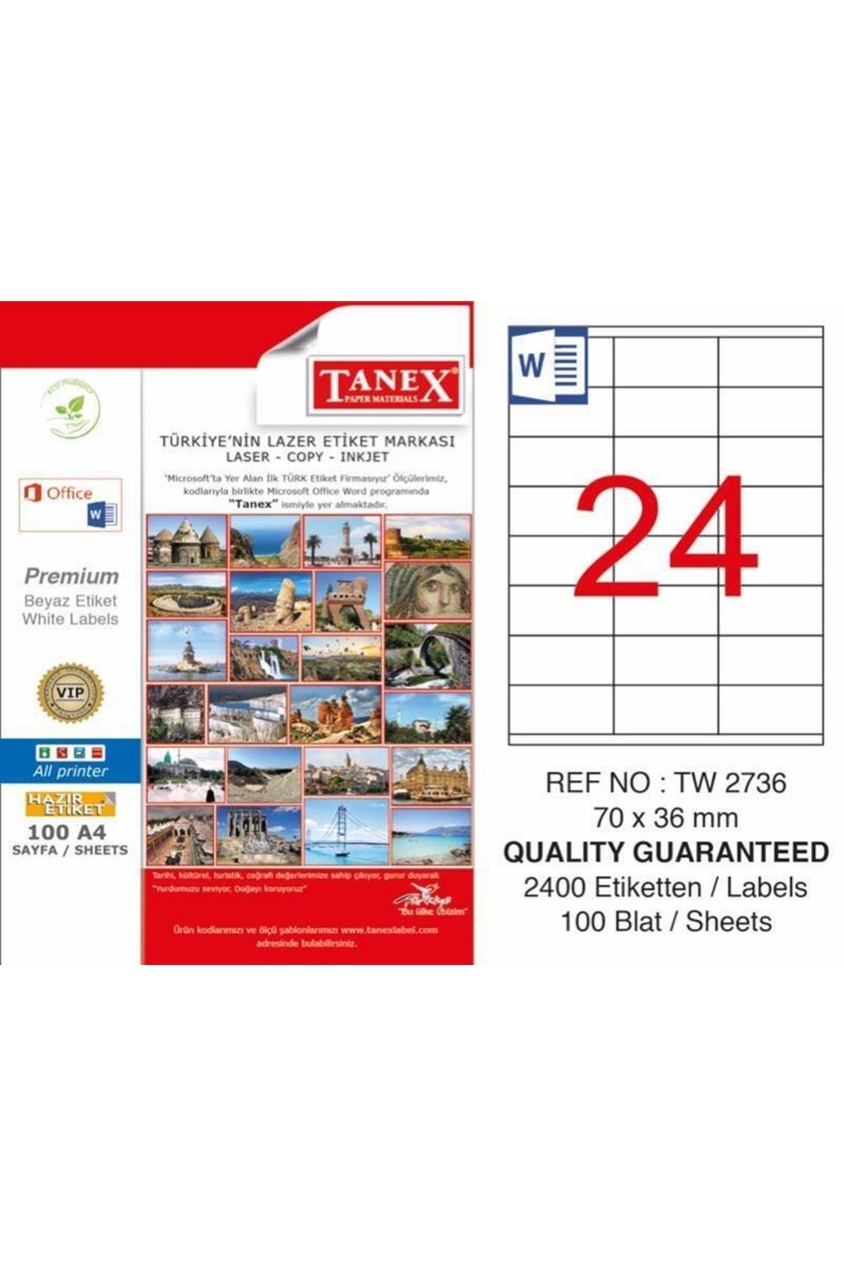 Tanex Lazer Etiket 100 YP 70x36 Laser-Copy-Inkjet TW-2736