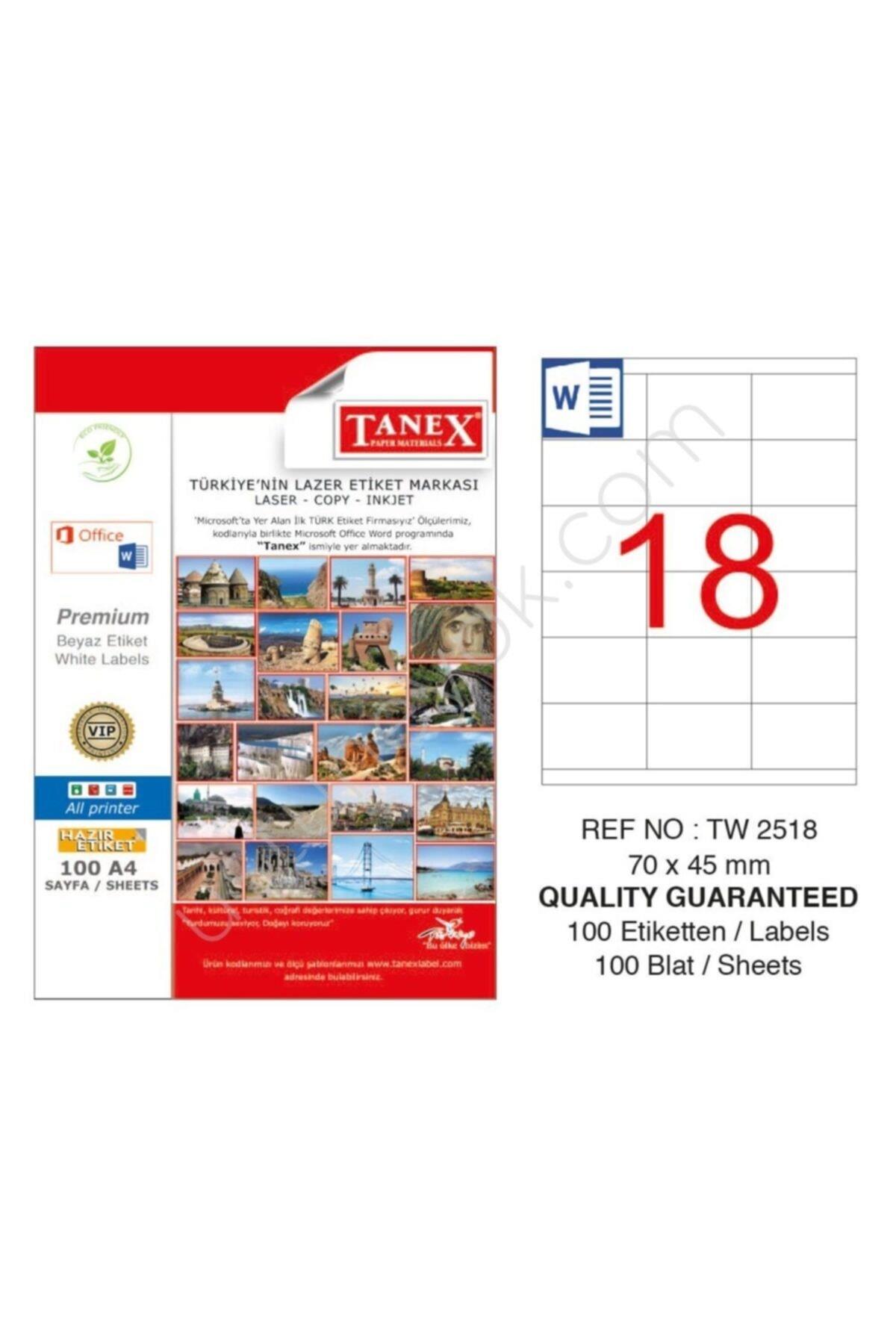 Tanex Lazer Etiket 100 YP 70x45 Laser-Copy-Inkjet TW-2518