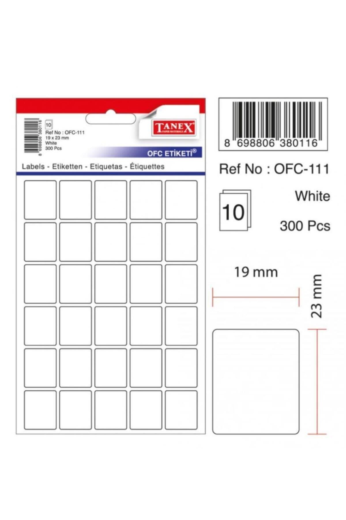 Tanex Ofis Etiketi Poşetli 19x23 MM Beyaz (10 Lu Paket)