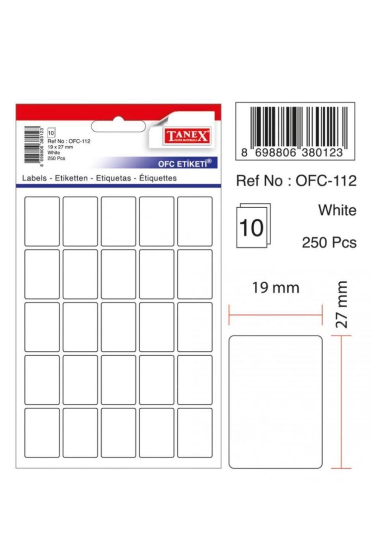 Tanex Ofis Etiketi Poşetli 19x27 MM Beyaz OFC-112 (10 Lu Paket)