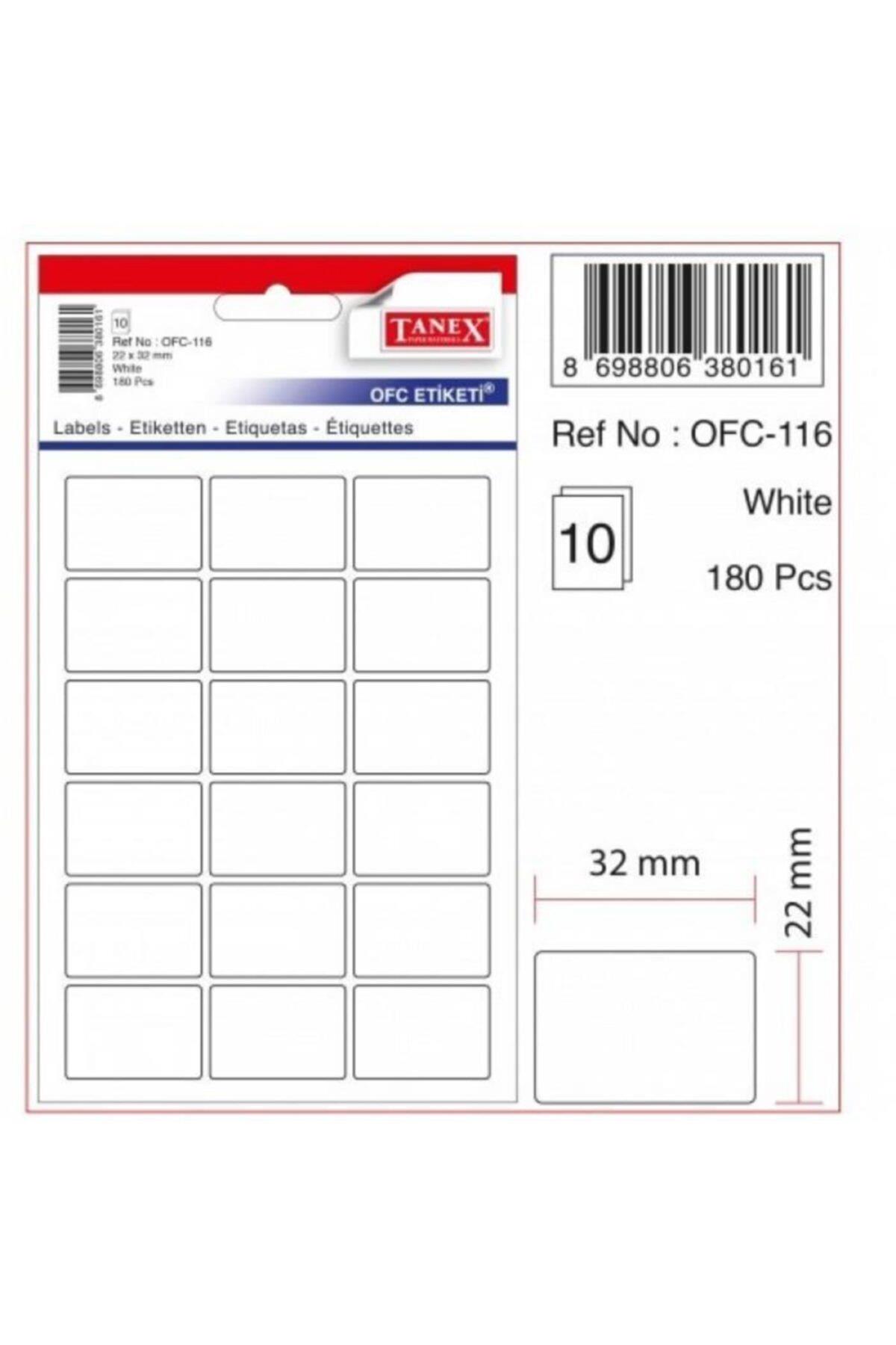 Tanex Ofis Etiketi Poşetli 22x32 MM Beyaz (10 Lu Paket)