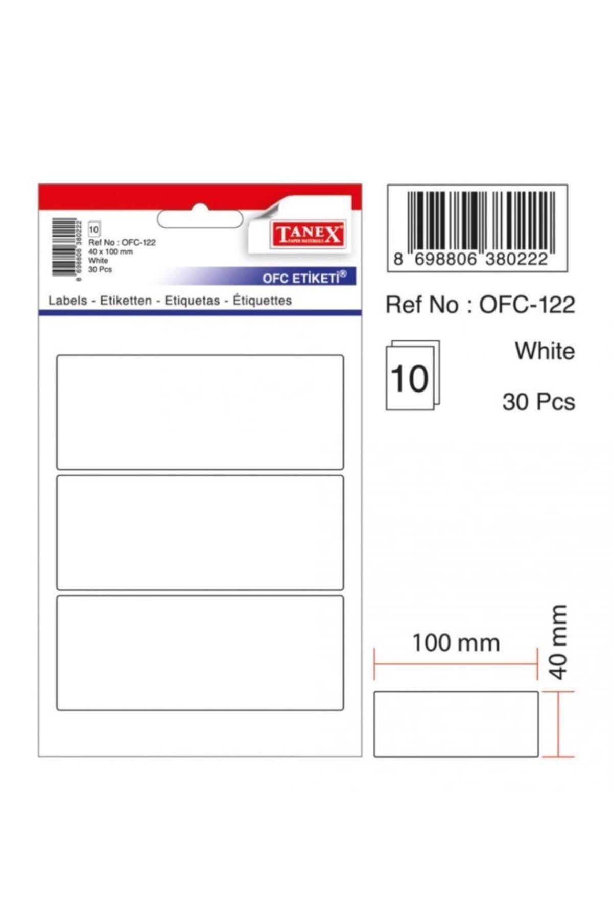 Tanex Ofis Etiketi Poşetli 40x100 MM Beyaz OFC-122 (10 Lu Paket)