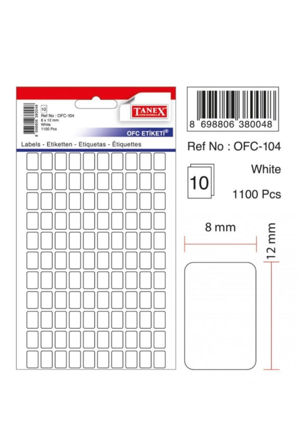 Tanex Ofis Etiketi Poşetli 8x12 MM Beyaz OFC-104 (10 Lu Paket)