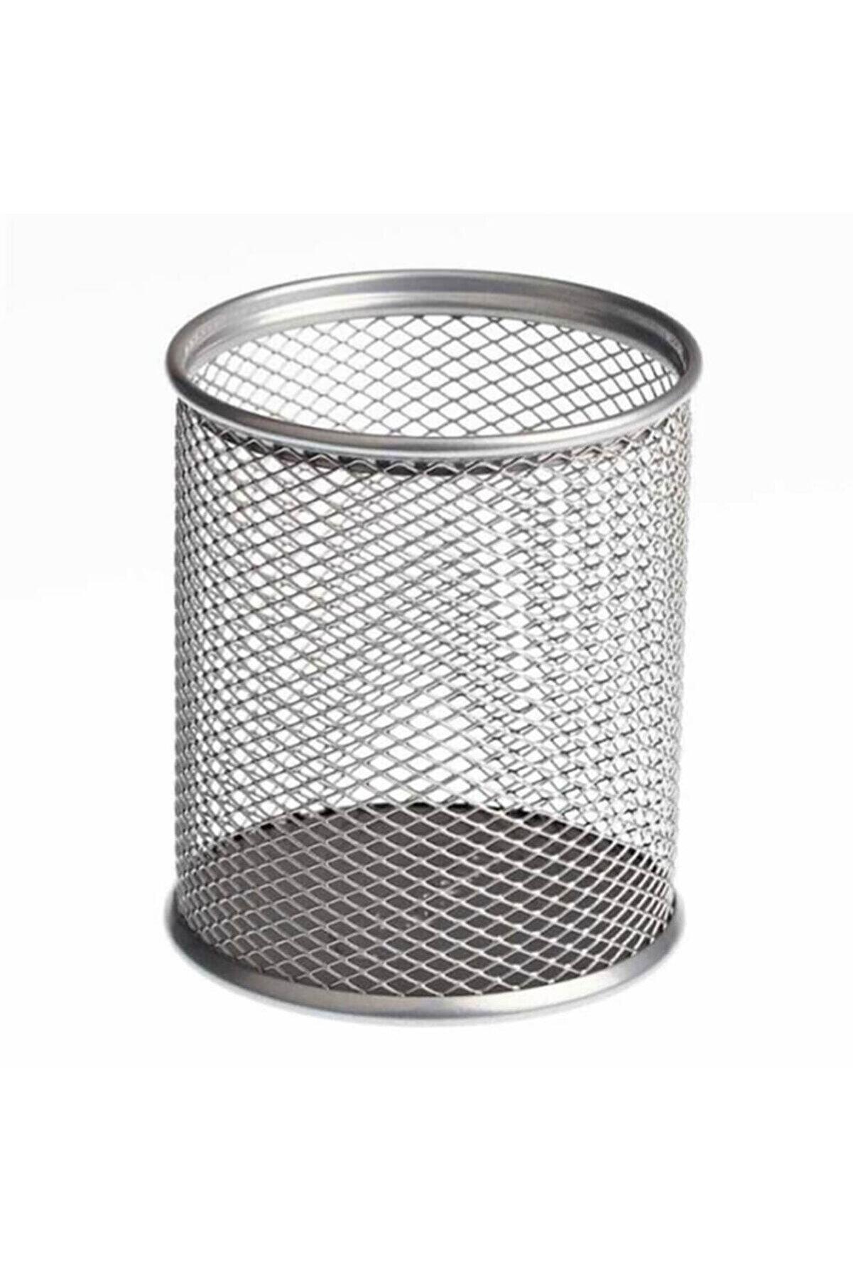 Temat Kalemlik Yuvarlak Metal Perforeli Gümüş