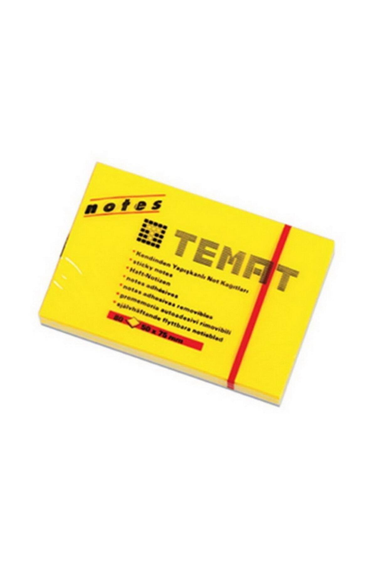 Temat Yapışkanlı Not Kağıdı 50x75 MM Fosforlu Sarı 