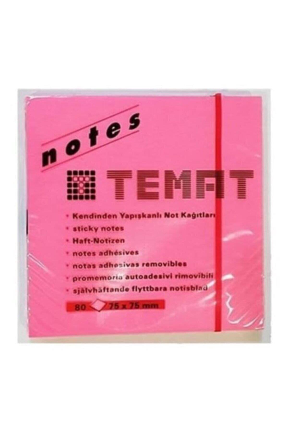 Temat Yapışkanlı Not Kağıdı 75x75 MM Fosforlu Pembe 80 Yaprak