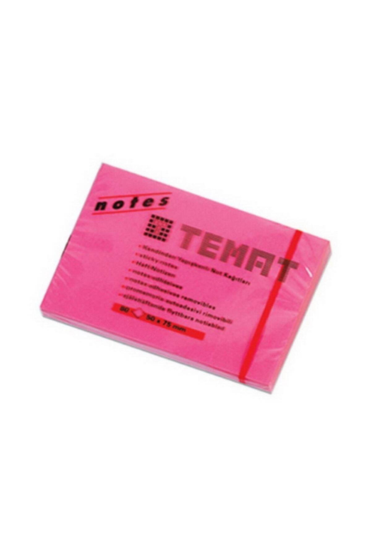 Temat Yapışkanlı Not Kağıt 50x75 MM Fosforlu Pembe