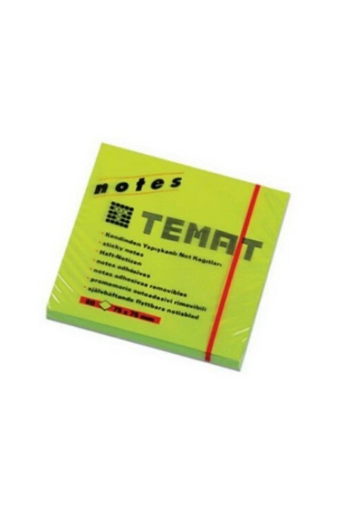 Temat Yapışkanlı Not Kağıt 50x75 MM Fosforlu Yeşil