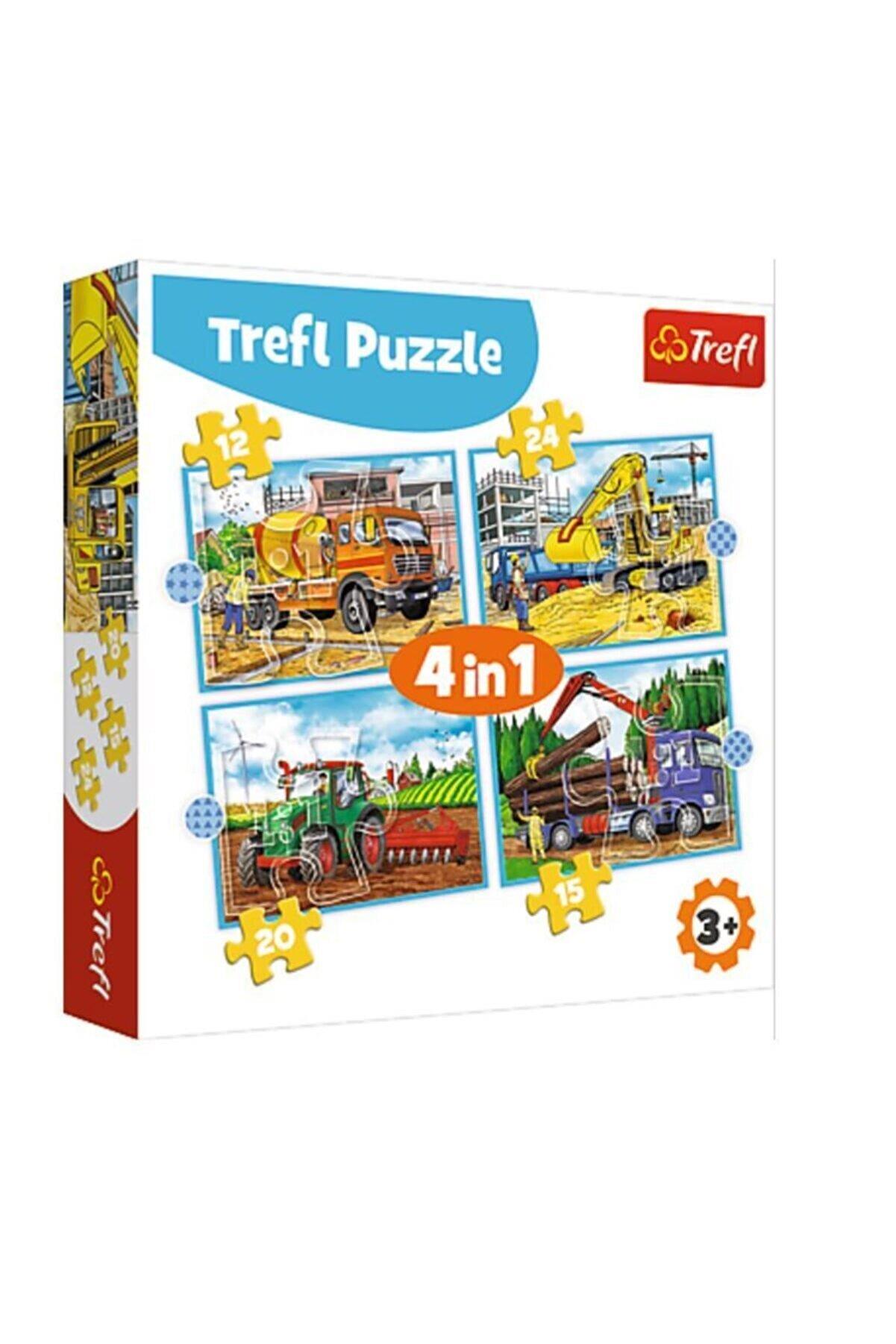 Trefl Puzzle Large Constructıon Machınes 4 In 1 Çocuk Puzzle (35+48+54+70 Parça)