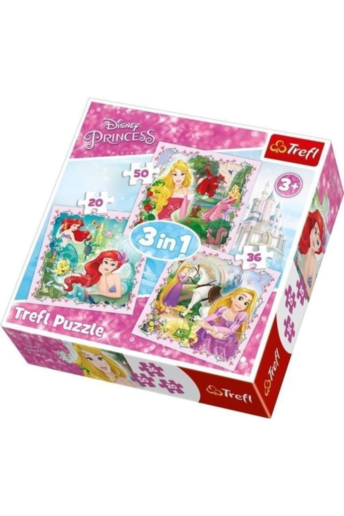 Trefl Çocuk Puzzle Rapunzel, Aurora and Ariel / Disney P 20+36+50 Parça 3 in 1 Puzzle