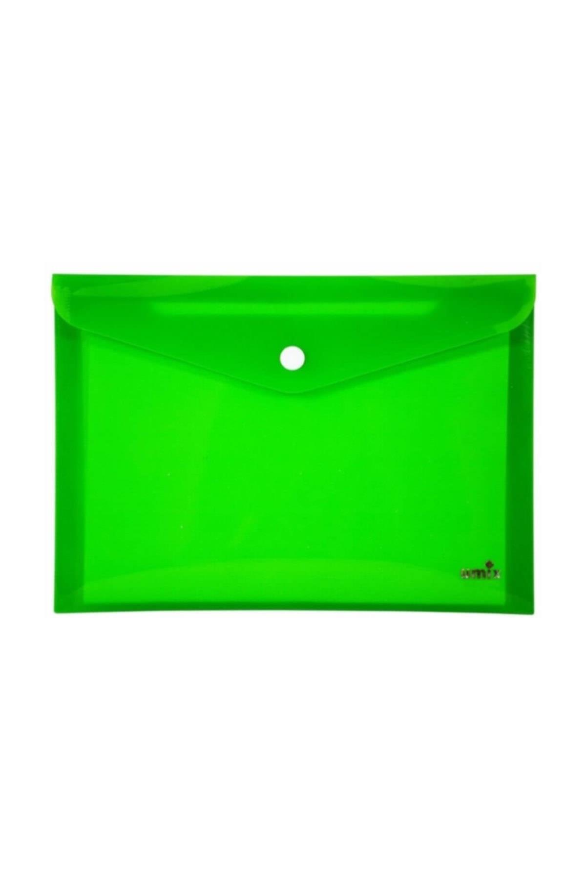 Umix Çıtçıtlı Zarf Dosya A4 Neon Yeşil (12 Li Paket)