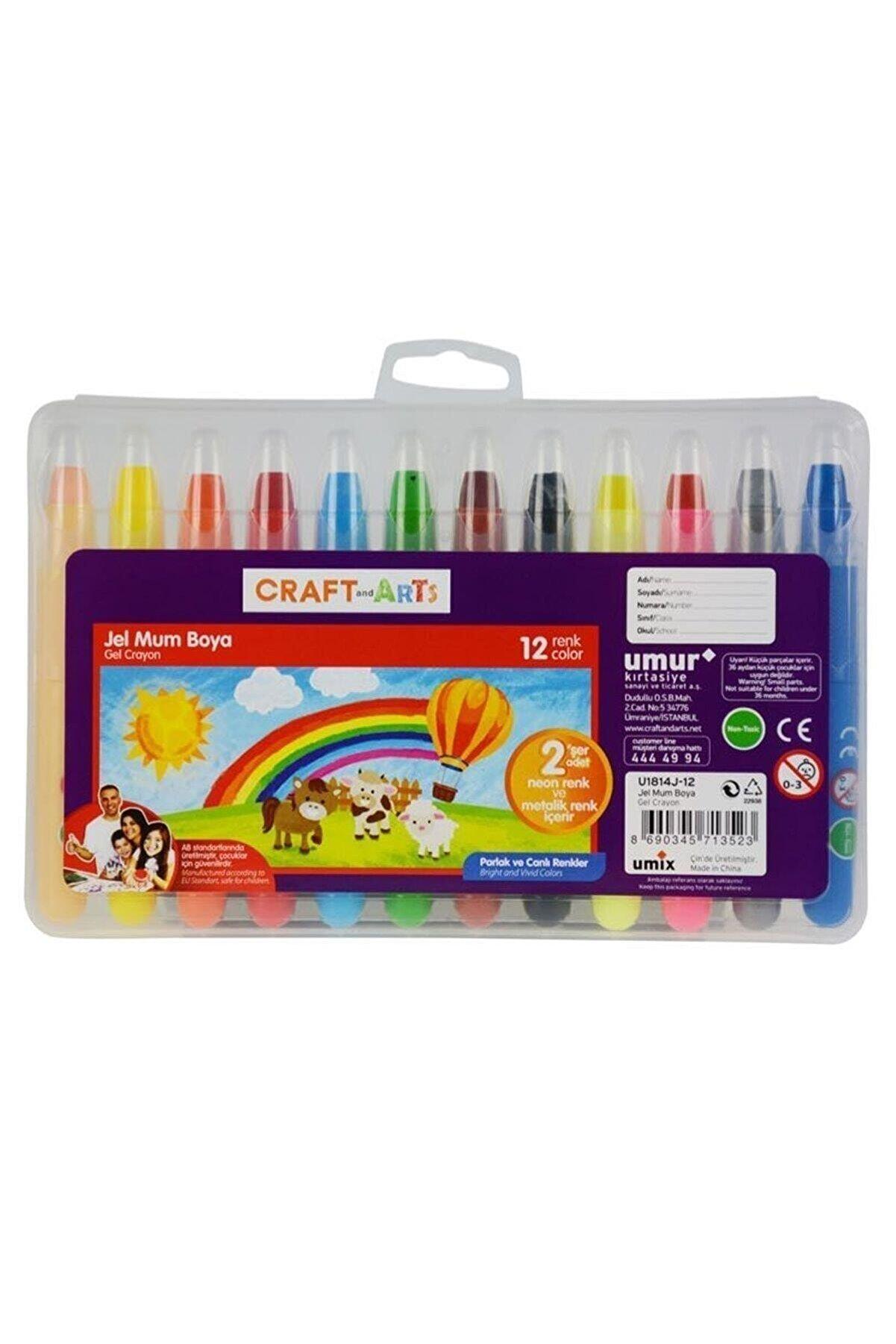 Umix Jel Mum Pastel Boya Craft & Arts Plastik Kutu Çevirmeli 12 Renk
