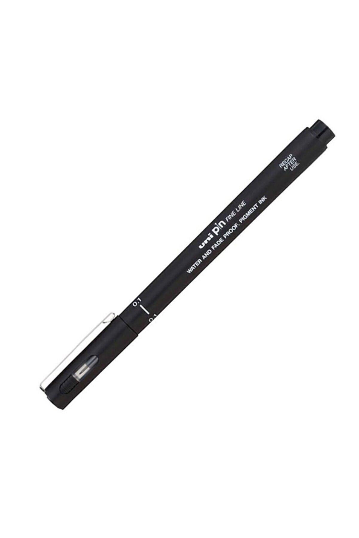 Uni-Ball Teknik Çizim Kalemi Akrilik Uçlu Fine Line Pin 0.1 Mm Siyah (12 Li Paket)