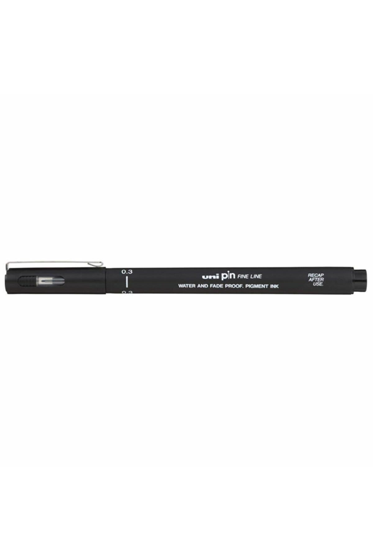 Uni-Ball Teknik Çizim Kalemi Akrilik Uçlu Fine Line Pin 0.3 Mm Siyah (12 Li Paket)