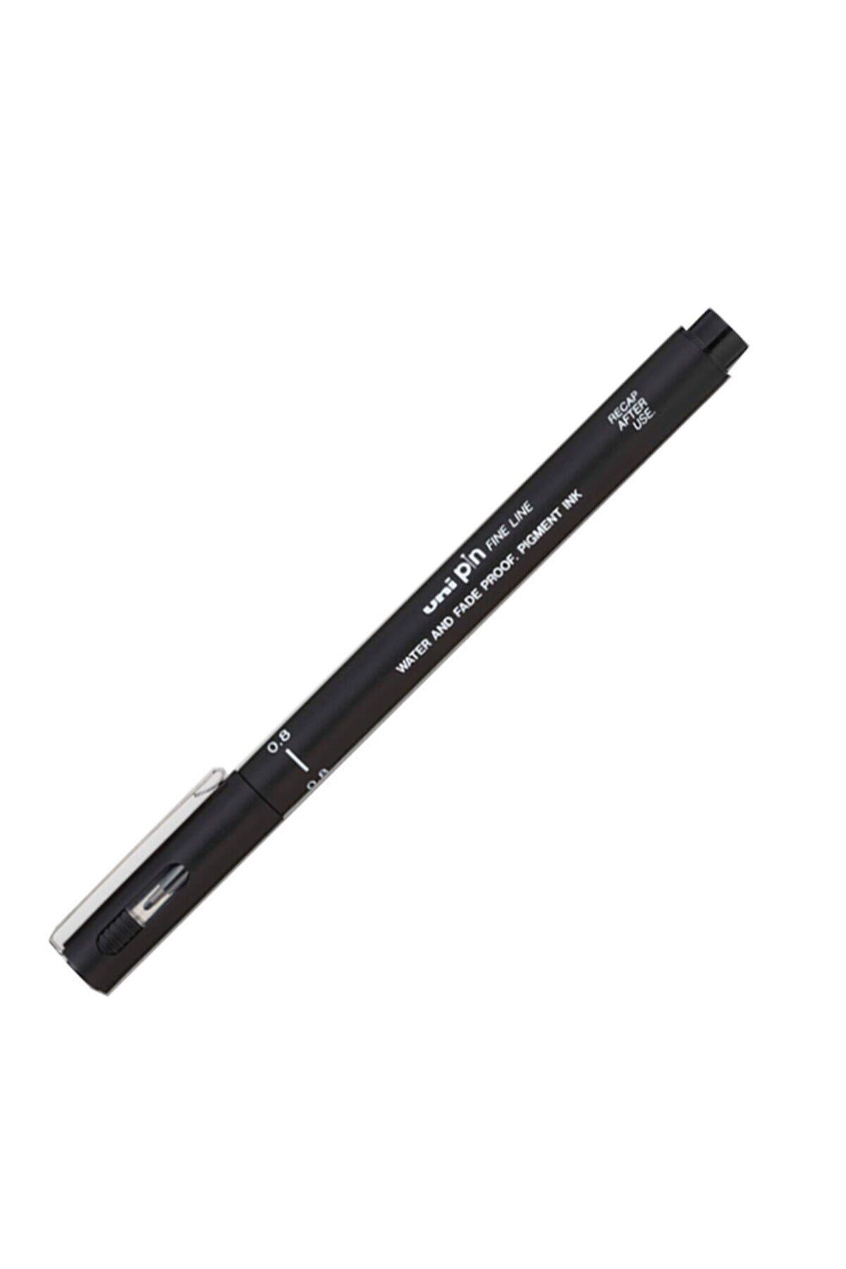 Uni-Ball Teknik Çizim Kalemi Akrilik Uçlu Fine Line Pin 0.8 Mm Siyah (12 Li Paket)