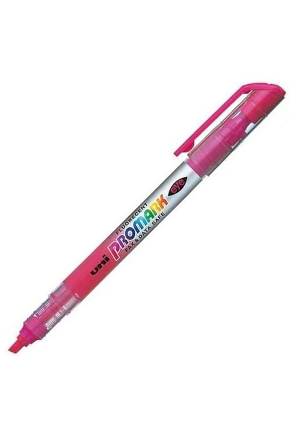 Uni-Ball Fosforlu Kalem Promark Eye Cep Tipi Pembe (12 Li Paket)