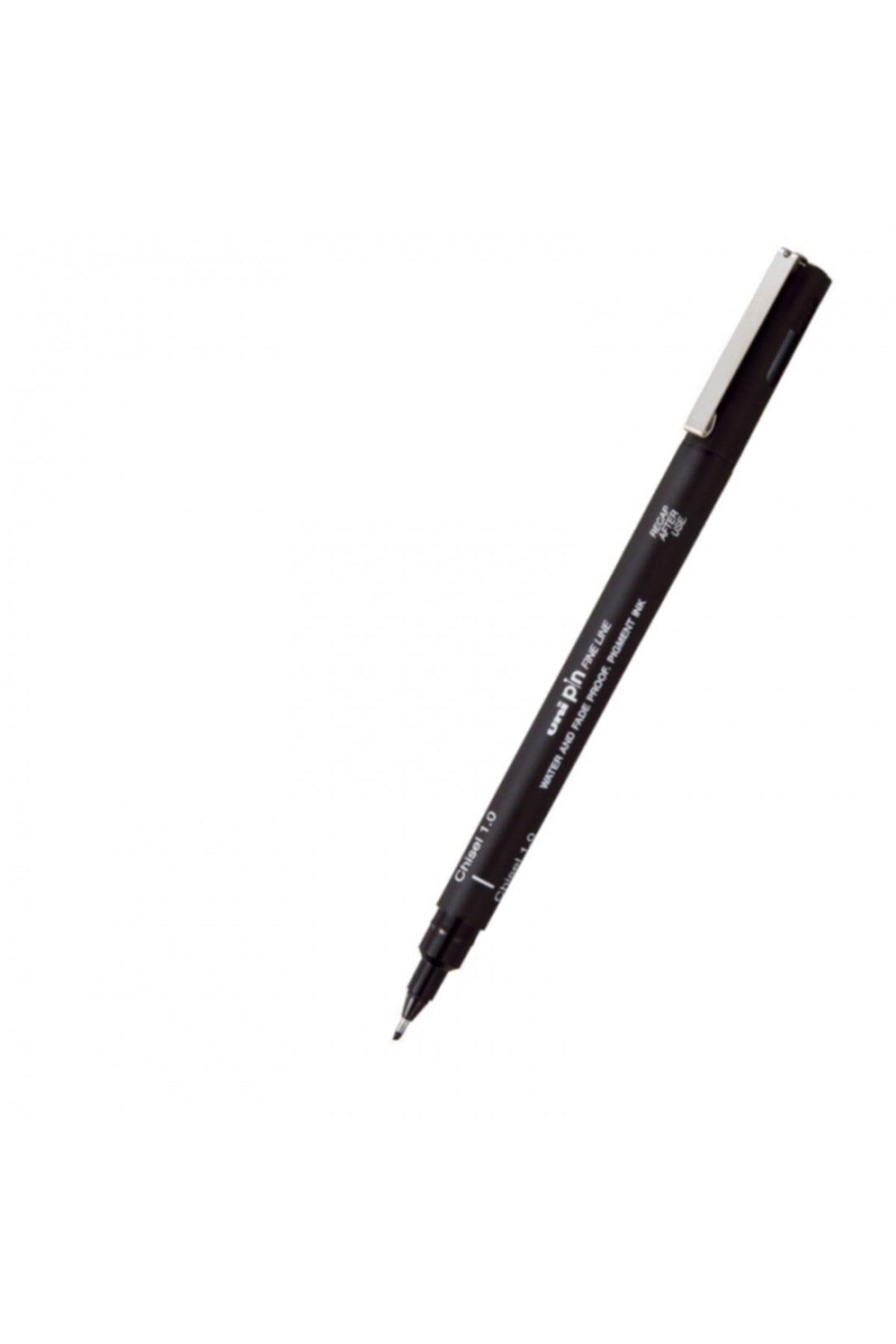 Uni-Ball Pin 1.0 Fine Line Kesik Uçlu Kalem Siyah (12 Li Paket)