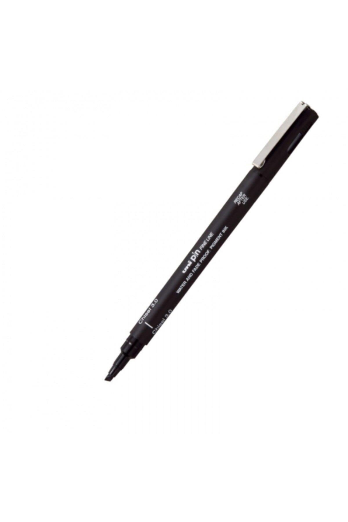 Uni-Ball Pin 3.0 Fine Line Kesik Uçlu Kalem Siyah (12 Li Paket)