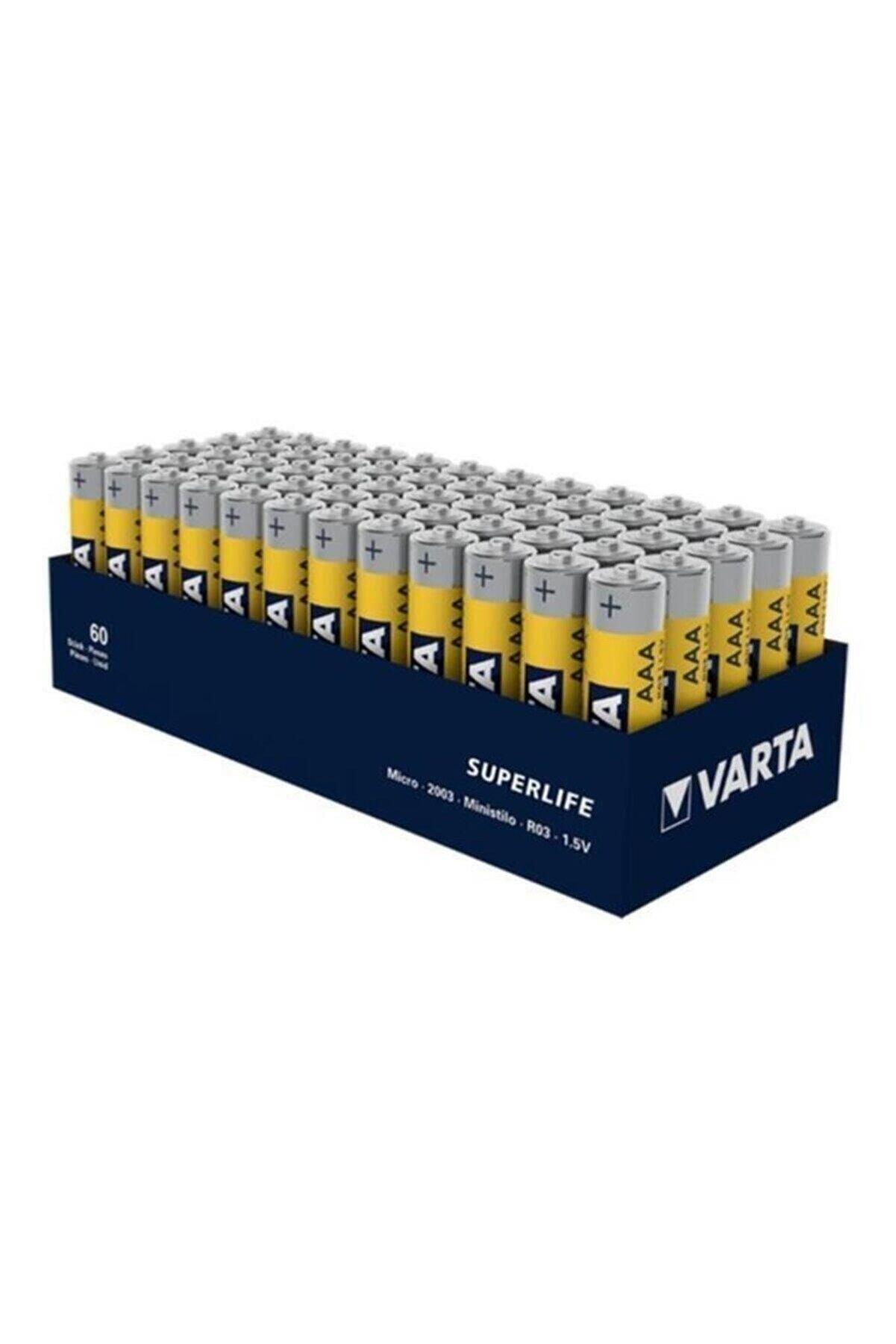 Varta İnce Pil AAA Superlife Çinko Karbon Pil 60 Adet